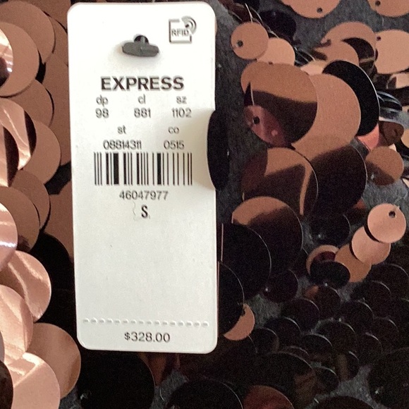 Express NWT Sequin One Button Trench Coat Bronze Brown Size Small - Picture 8 of 10